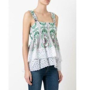 Tory Burch Garden Party Ruffled Tank Top - Size 8